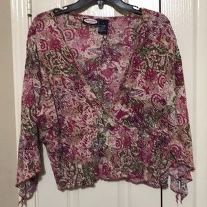 Zoey Beth Plus Floral Print Cute Flirty Blouse 2X